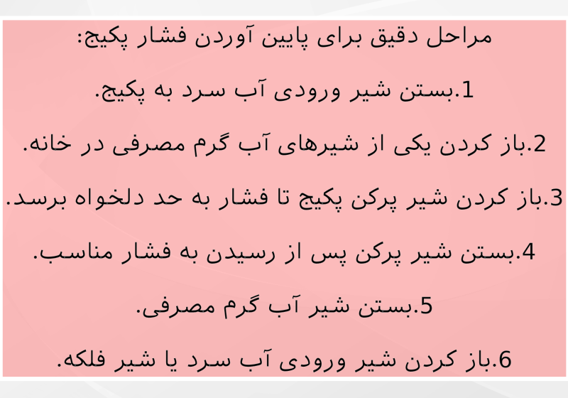 پایین آوردن فشار پکیج اینفوگرافی روش کم کردن فشار پکیج